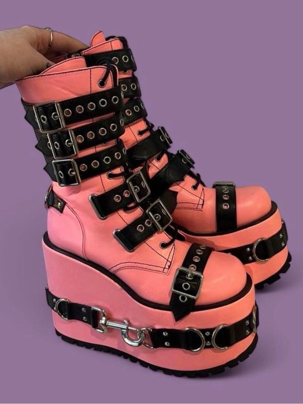 Current Mood x Dolls Kill - SWEET HELL RAIDERS WEDGE BOOTS